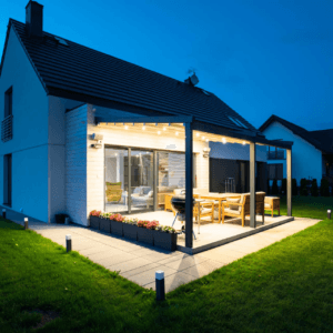 5m x 3m Rectangular Wall Mounted Elegancy Retractable Roof Pergola
