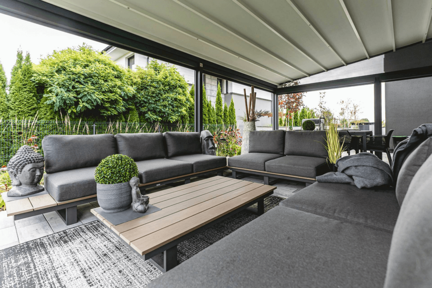 Elegancy 5m x 5m (4) 5m x 5m Square Wall Mounted Elegancy Retractable Roof Pergola