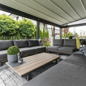 Elegancy 5m x 5m (4) 5m x 5m Square Wall Mounted Elegancy Retractable Roof Pergola