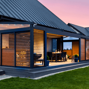 7m x 4m Rectangular Wall Mounted Elegancy Retractable Roof Pergola