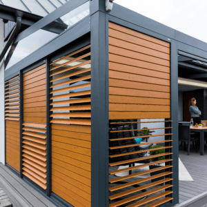 7m x 4m Rectangular Wall Mounted Elegancy Retractable Roof Pergola