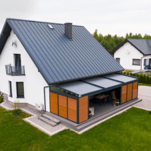 7m x 4m Rectangular Wall Mounted Elegancy Retractable Roof Pergola