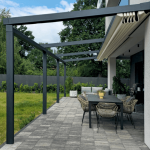 7m x 4m Rectangular Wall Mounted Elegancy Retractable Roof Pergola