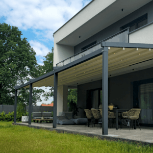 7m x 4m Rectangular Wall Mounted Elegancy Retractable Roof Pergola