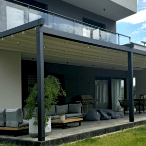 7m x 4m Rectangular Wall Mounted Elegancy Retractable Roof Pergola