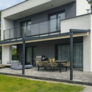 7m x 4m Rectangular Wall Mounted Elegancy Retractable Roof Pergola