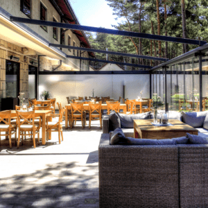 7m x 6m Rectangular Wall Mounted Elegancy Retractable Roof Pergola