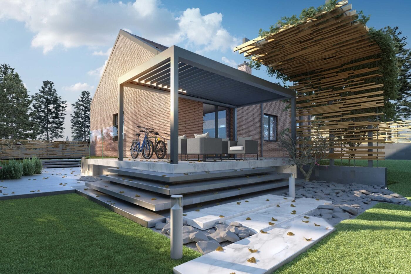 4m x 3m Rectangular Free Standing Technic Pergola