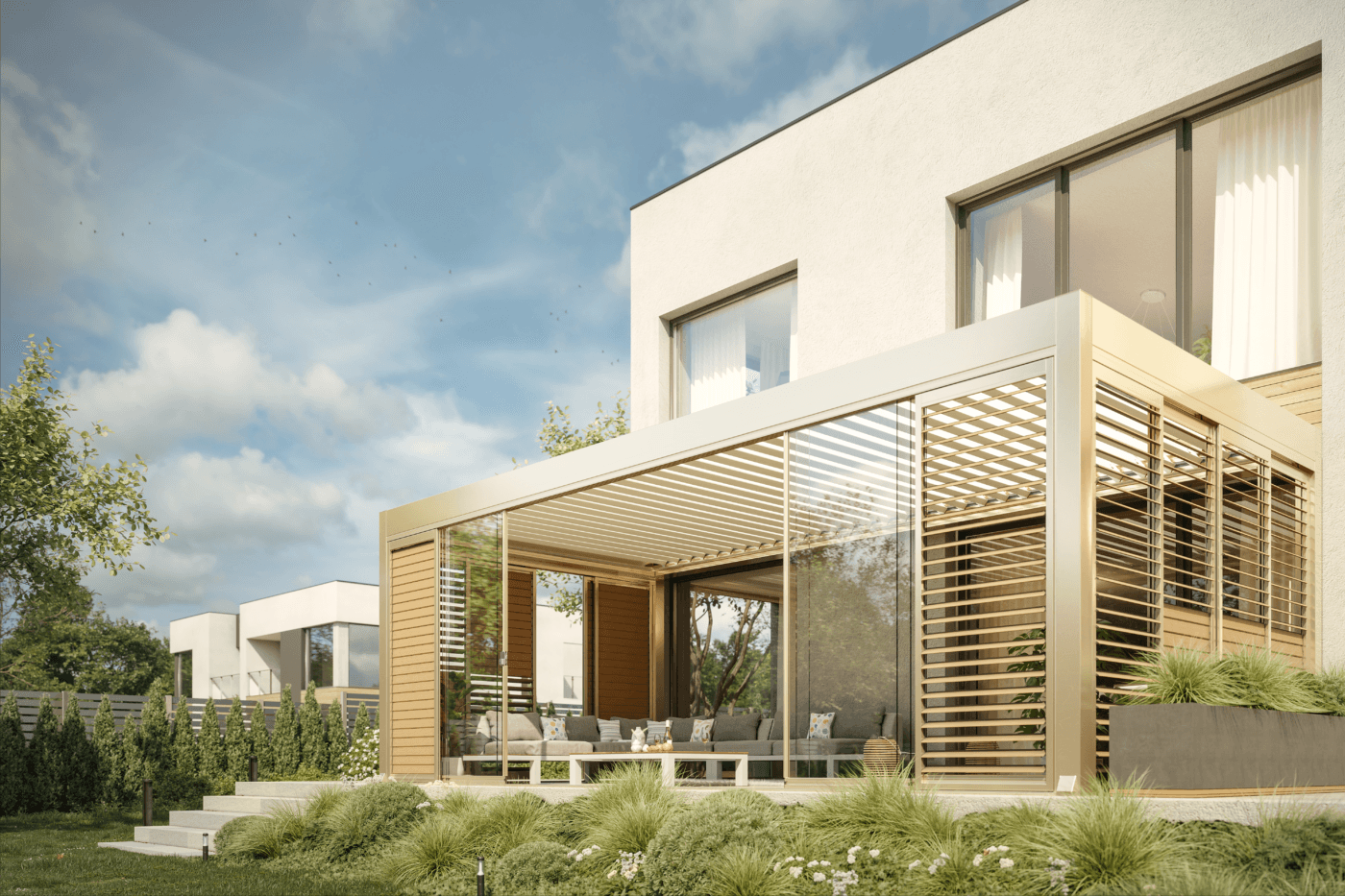 7m x 4m Rectangular Free Standing Technic Pergola